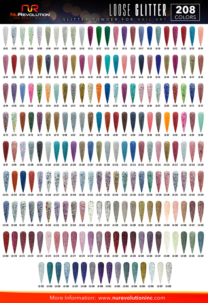 Loose Glitter LG Color chart 1-208